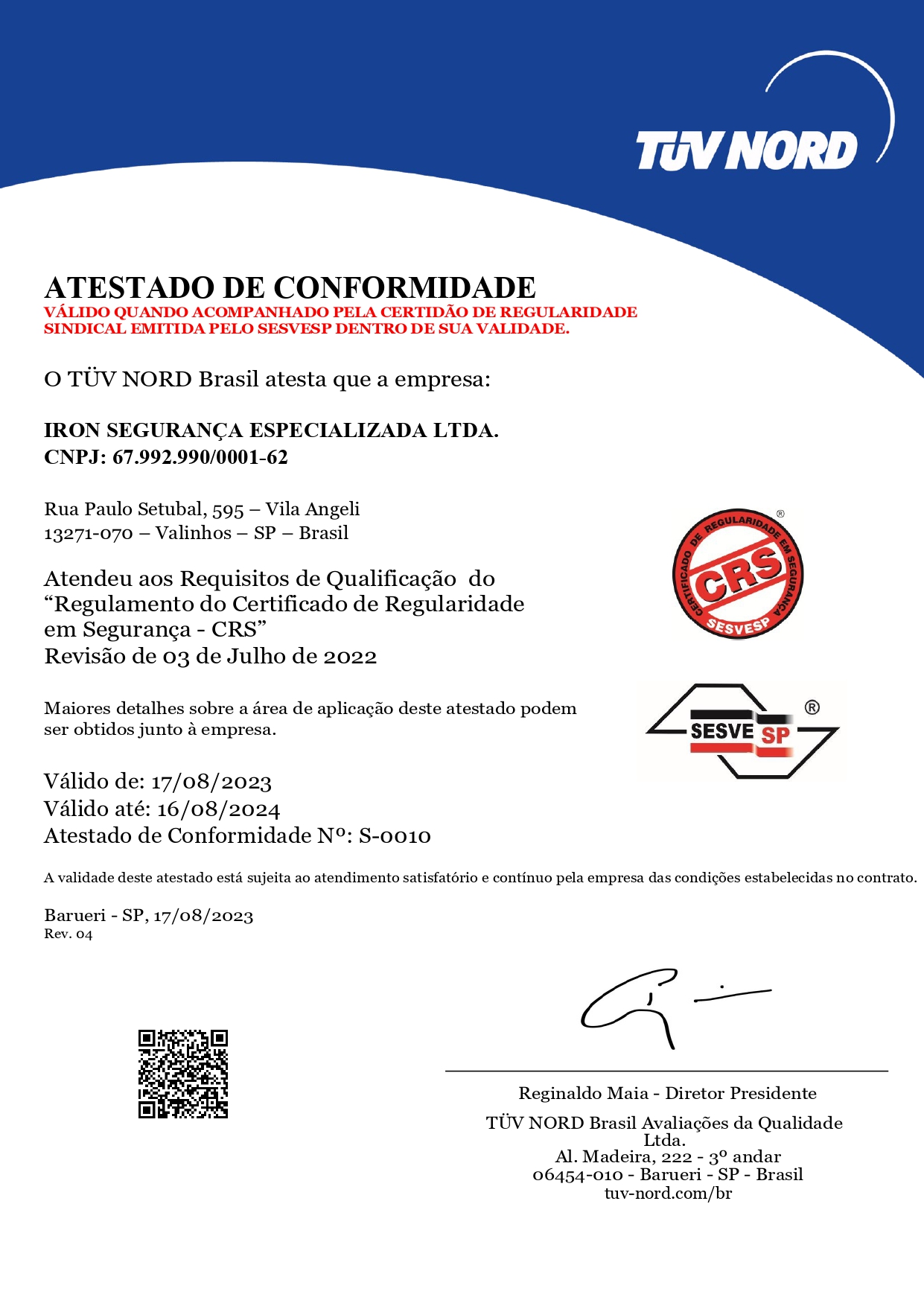 Grupo Iron Certificado BRTUV